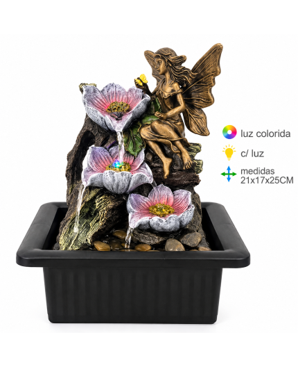 Fontana Zen con Fata e Fiori