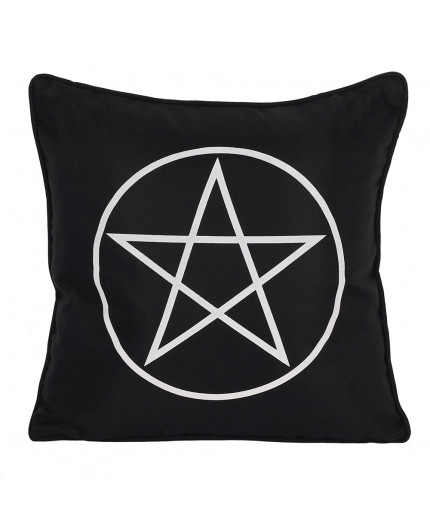 Cuscino pentagramma quadrato bianco e nero 35 cm