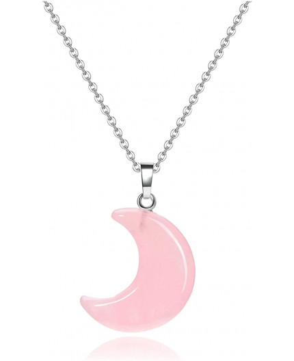 Ciondolo mezzaluna in Quarzo rosa